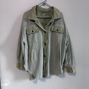 Free People Ruby Shirt Jacket Size Small Jaded Green Boho Shacket